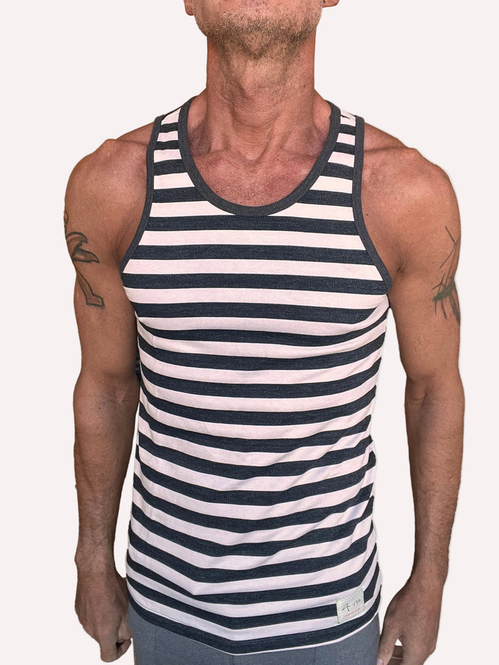 Nautical Brushed-Fleece Tank – Black/White Stripe