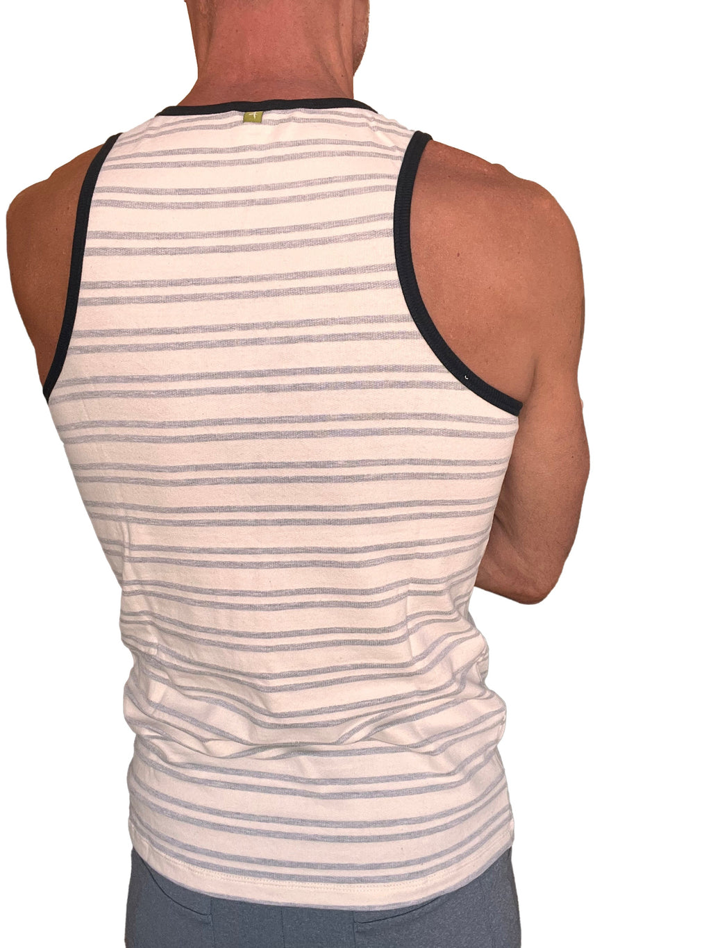 Nautical Brushed-Fleece Tank – Light Gray Stripe