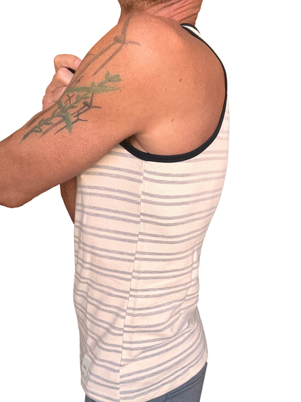Nautical Brushed-Fleece Tank – Light Gray Stripe