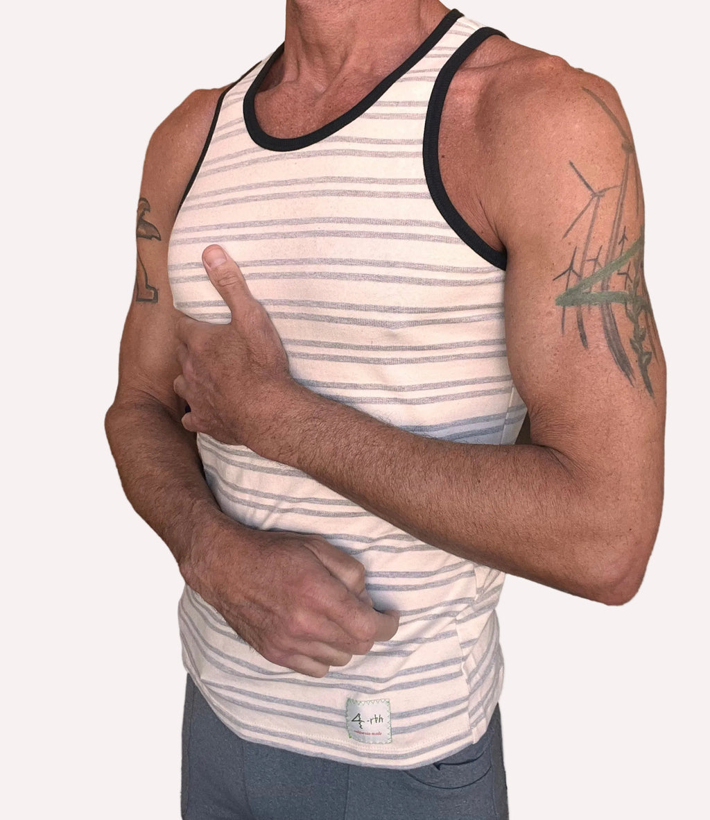 Nautical Brushed-Fleece Tank – Light Gray Stripe