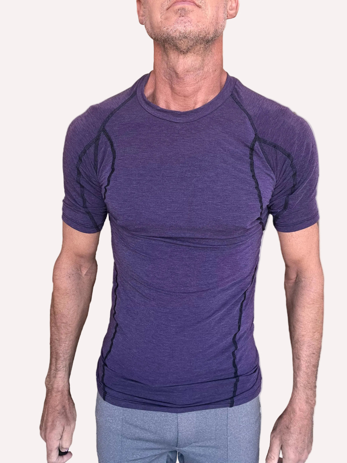 Designer Raglan Crew-Neck Tee – Eggplant Purple