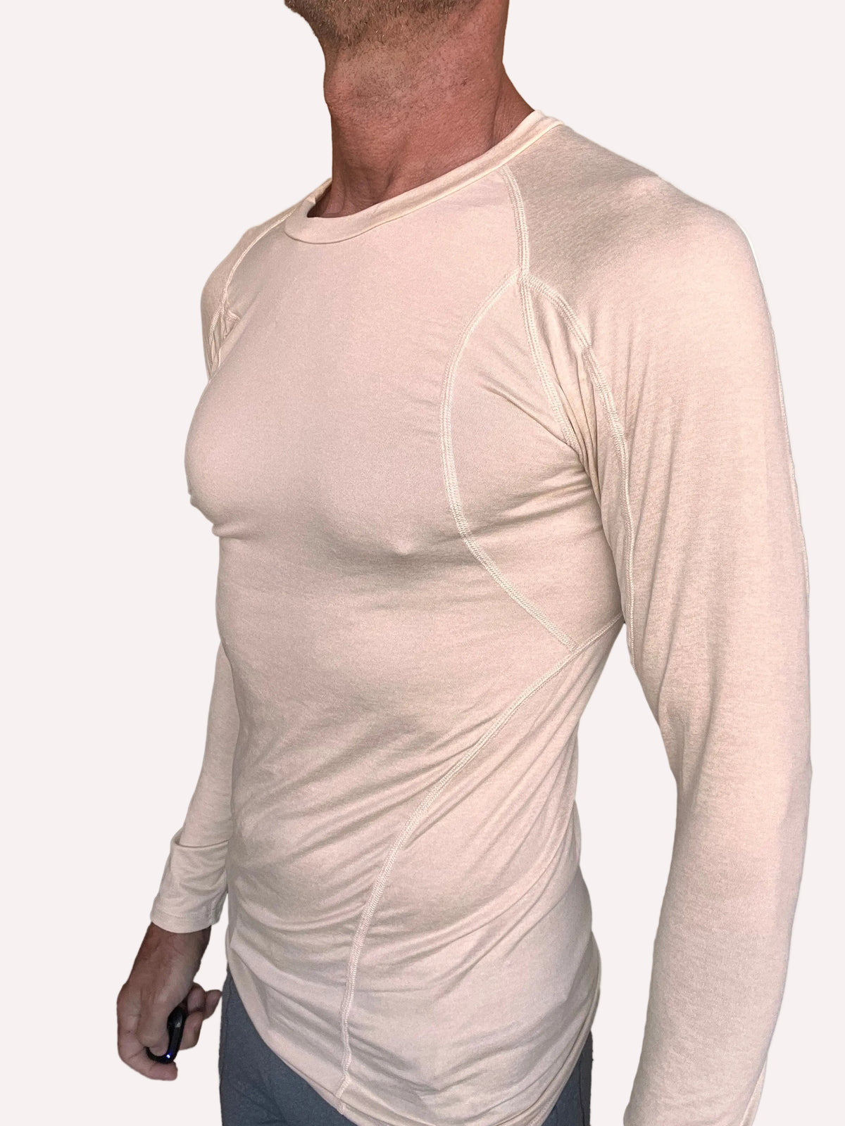 Designer Raglan Long Sleeve Tee – Sand Beige
