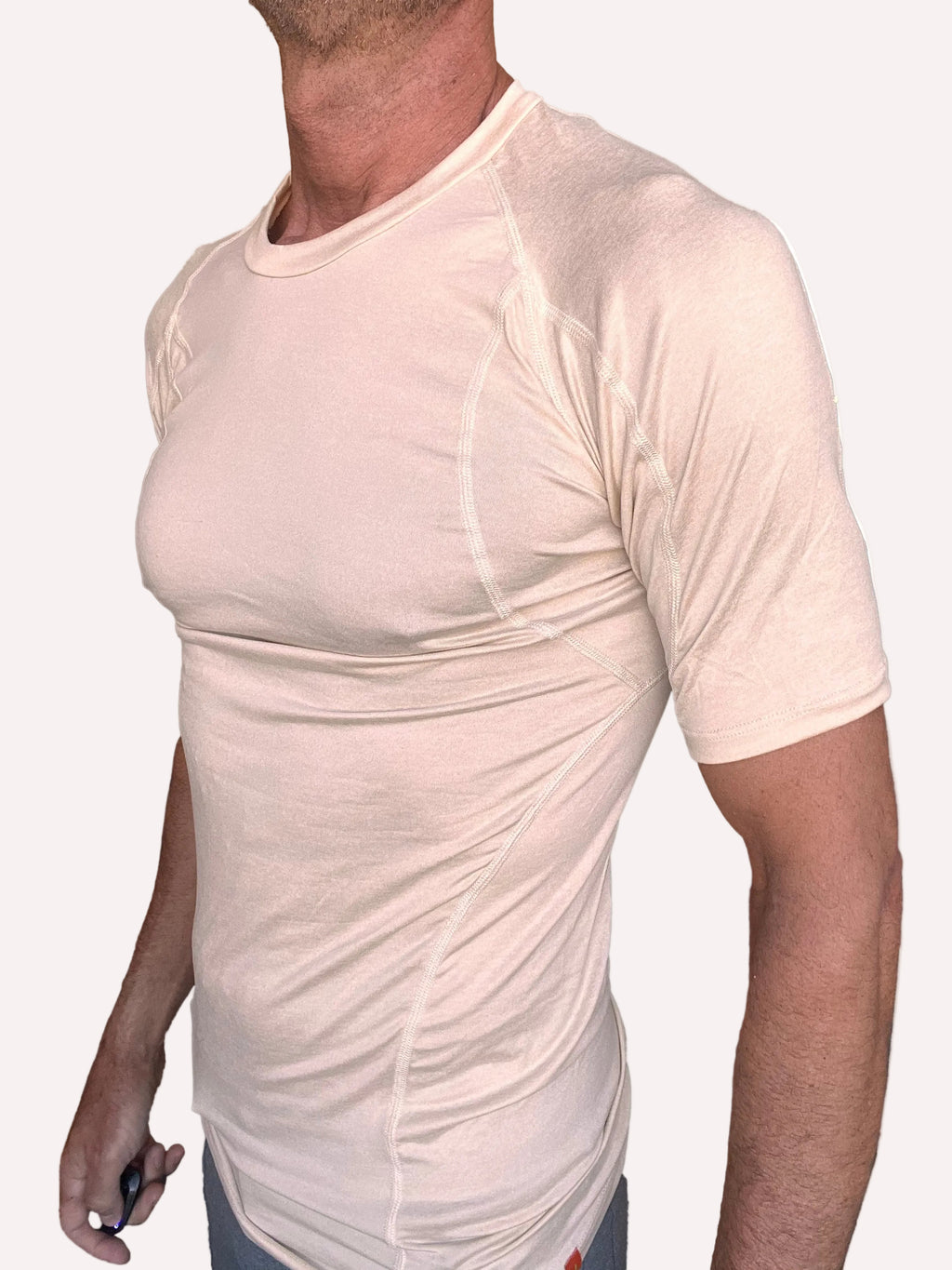 Designer Raglan Crew-Neck Tee – Sand Beige