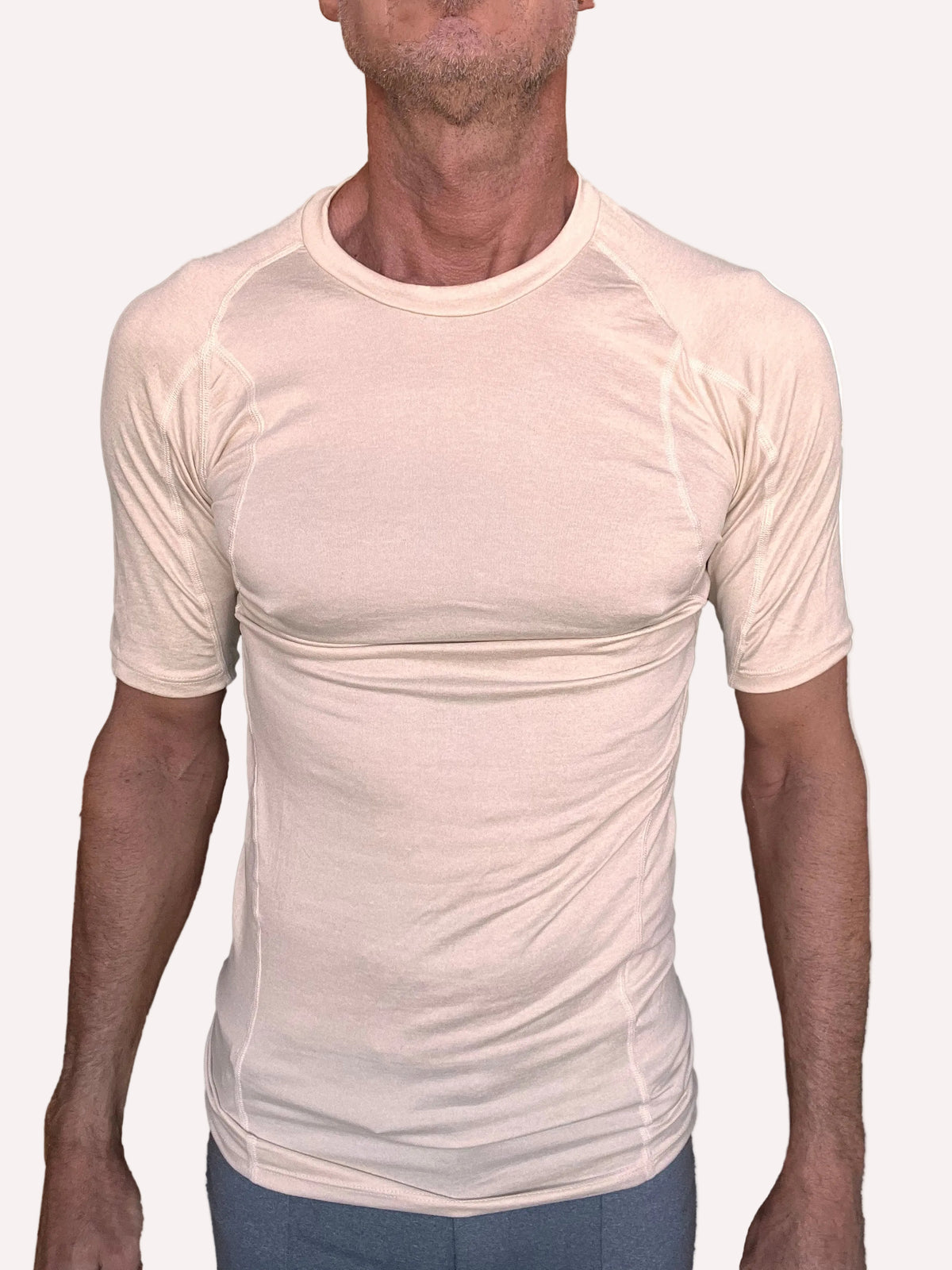 Designer Raglan Crew-Neck Tee – Sand Beige