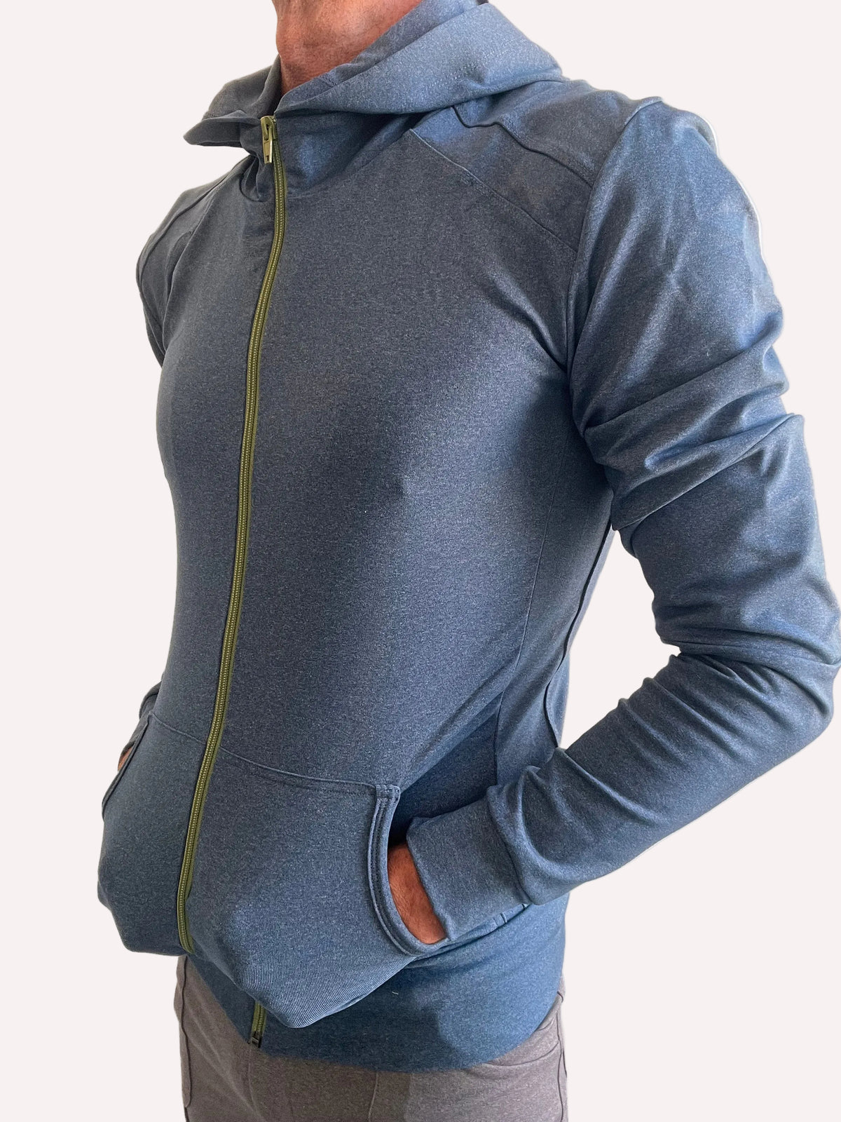 Performance Crossover Zip Hoodie – Coral Blue Heather