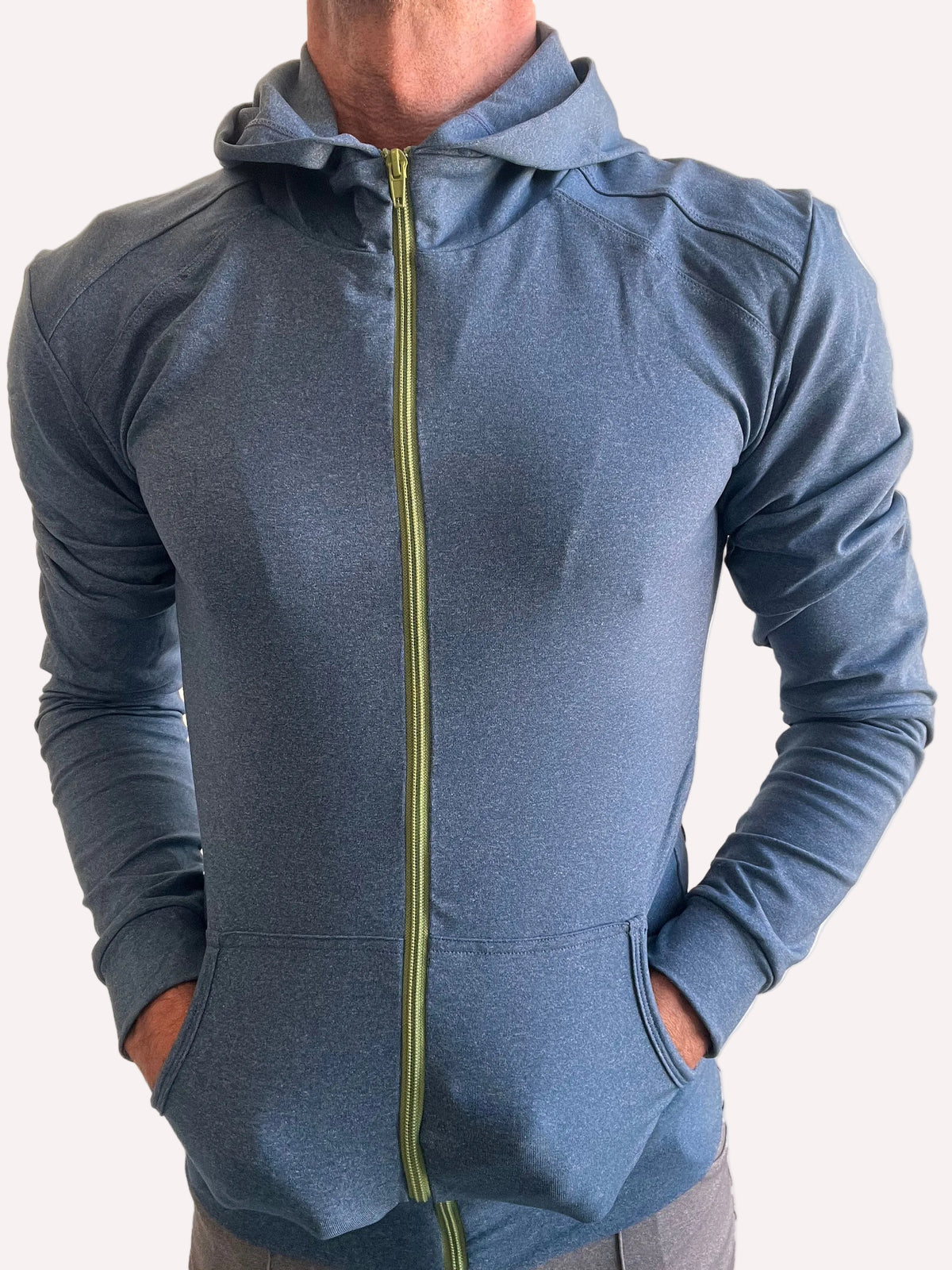Performance Crossover Zip Hoodie – Coral Blue Heather