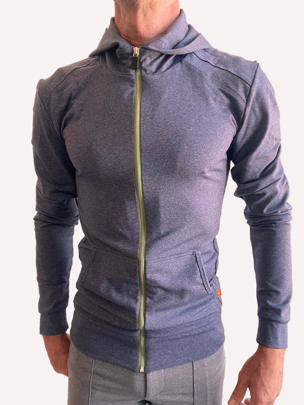 Performance Crossover Zip Hoodie – Navy Blue Heather