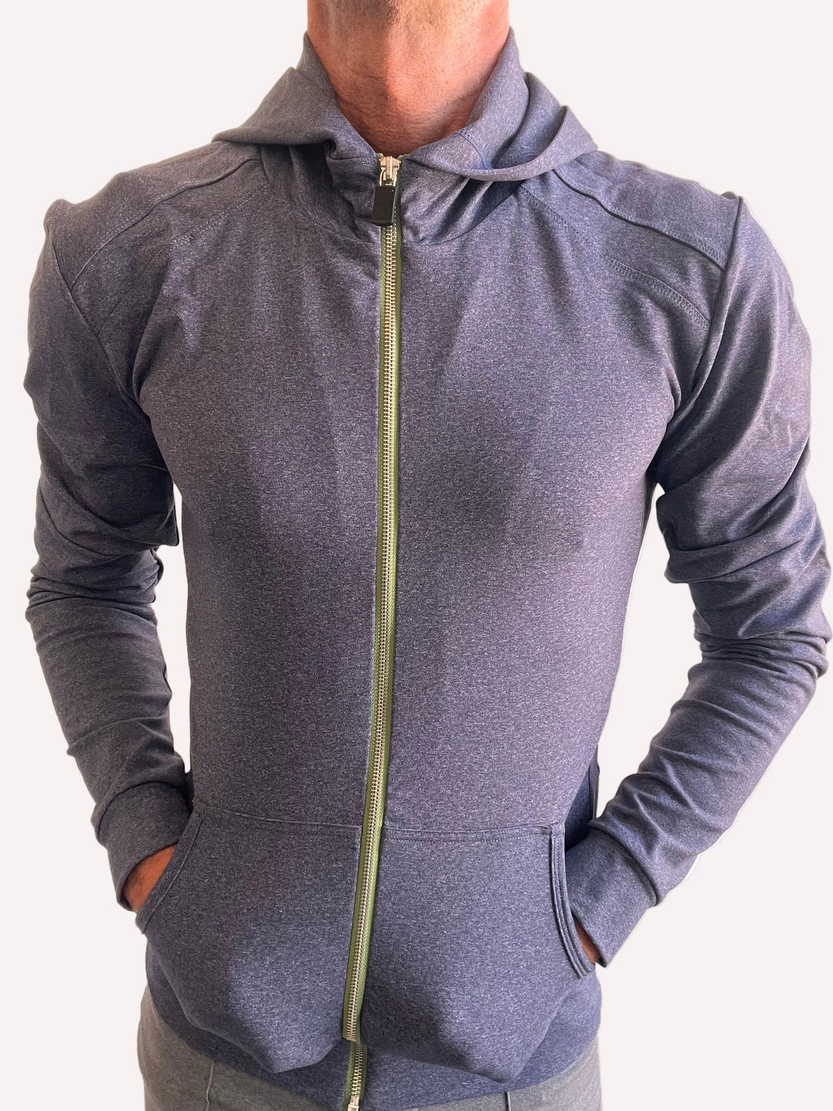 Performance Crossover Zip Hoodie – Navy Blue Heather