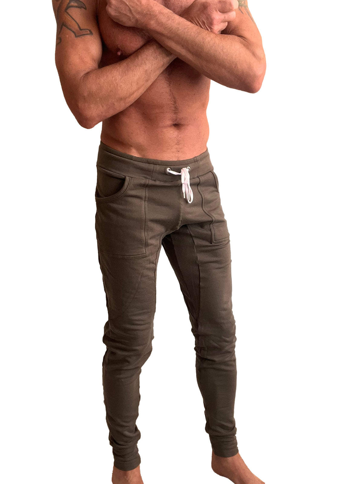 Luxury-Fleece Cuffed Yoga Joggers – Army Green