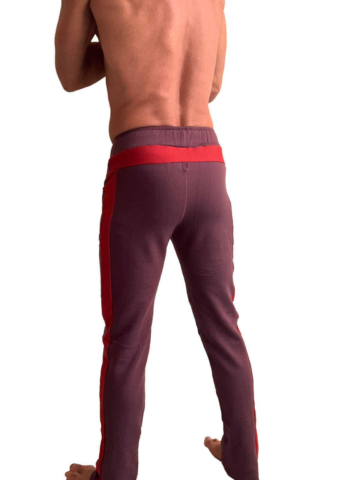 Fleece Track & Lounge Sweatpants – Burgundy with Red