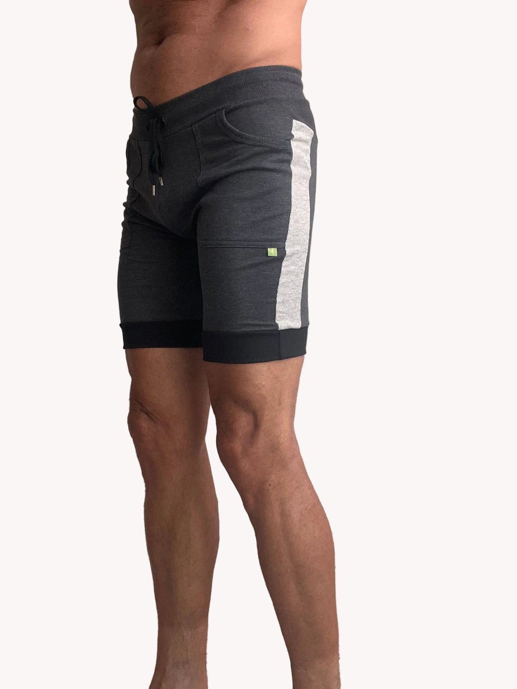 Cuffed Yoga Shorts – Charcoal with Grey & Black