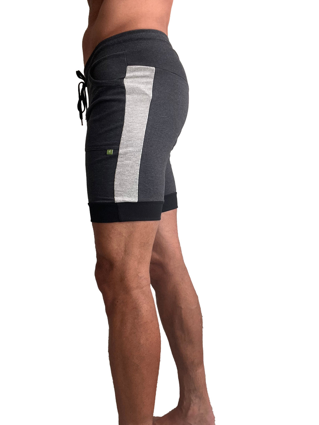 Cuffed Yoga Shorts – Charcoal with Grey & Black