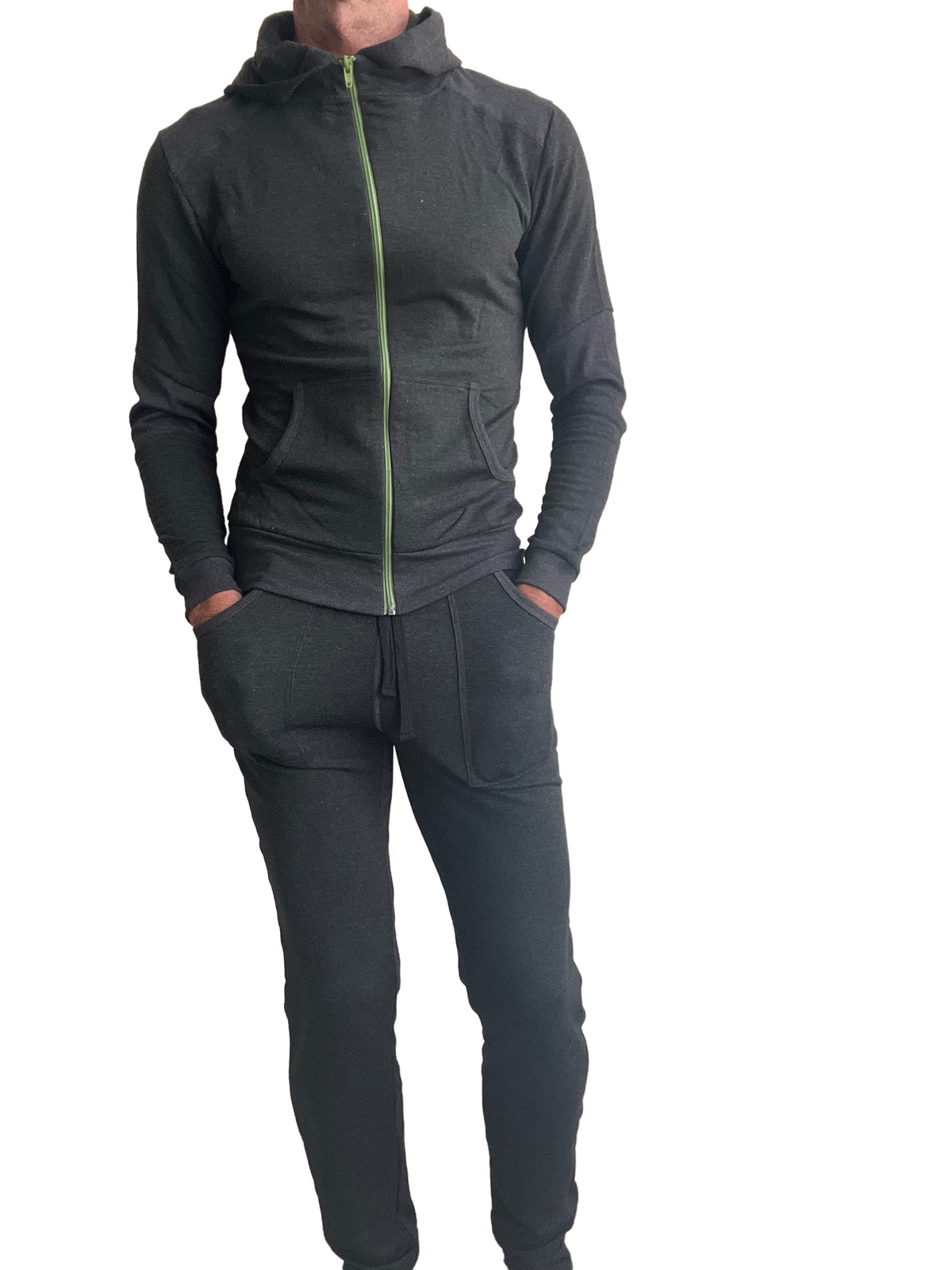 Luxury Fleece Crossover Zip Hoodie – Charcoal