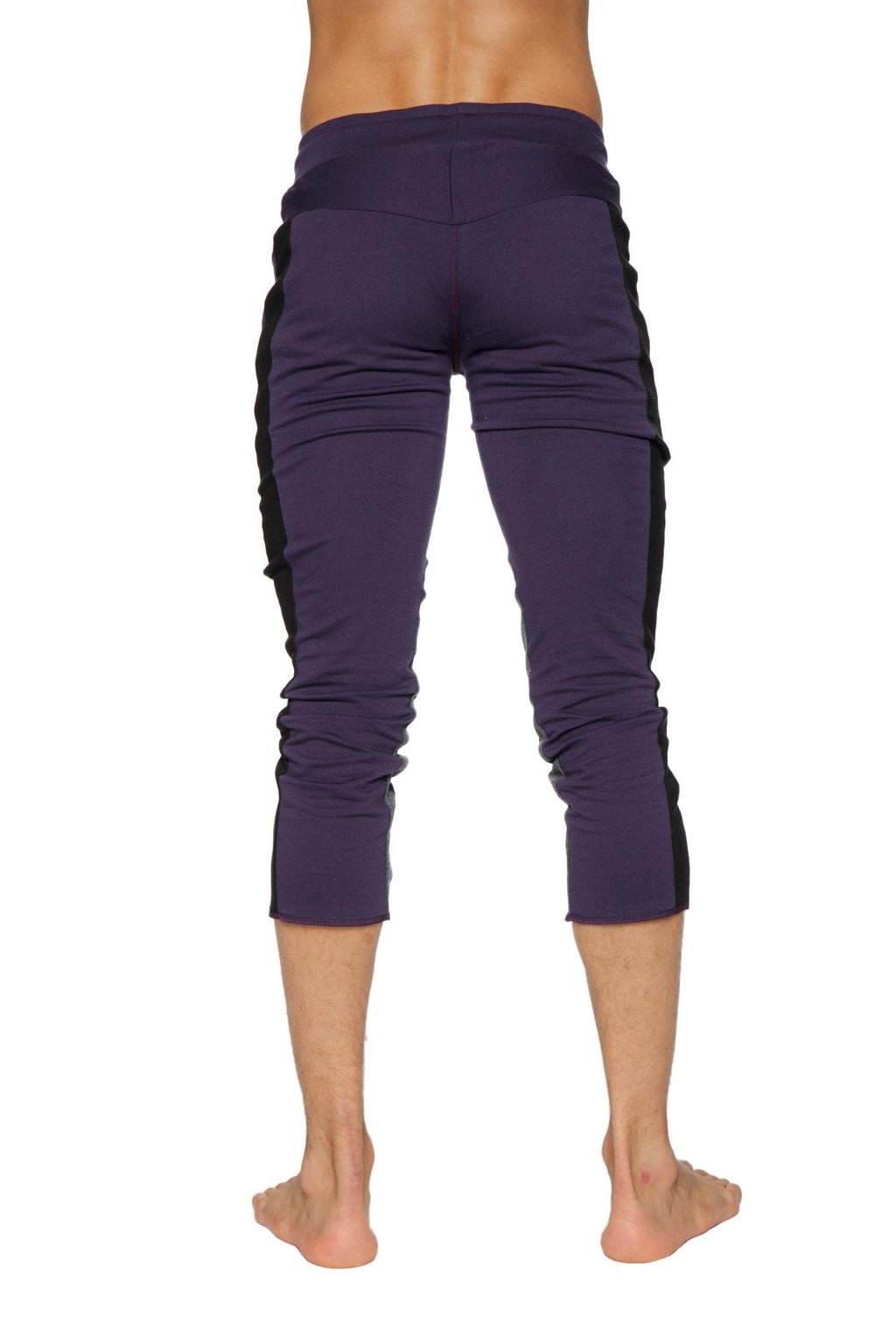 4/5 Zip-Pocket Capri Yoga Pants – Eggplant/Black/Charcoal
