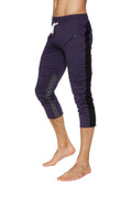 4/5 Zip-Pocket Capri Yoga Pants – Eggplant/Black/Charcoal