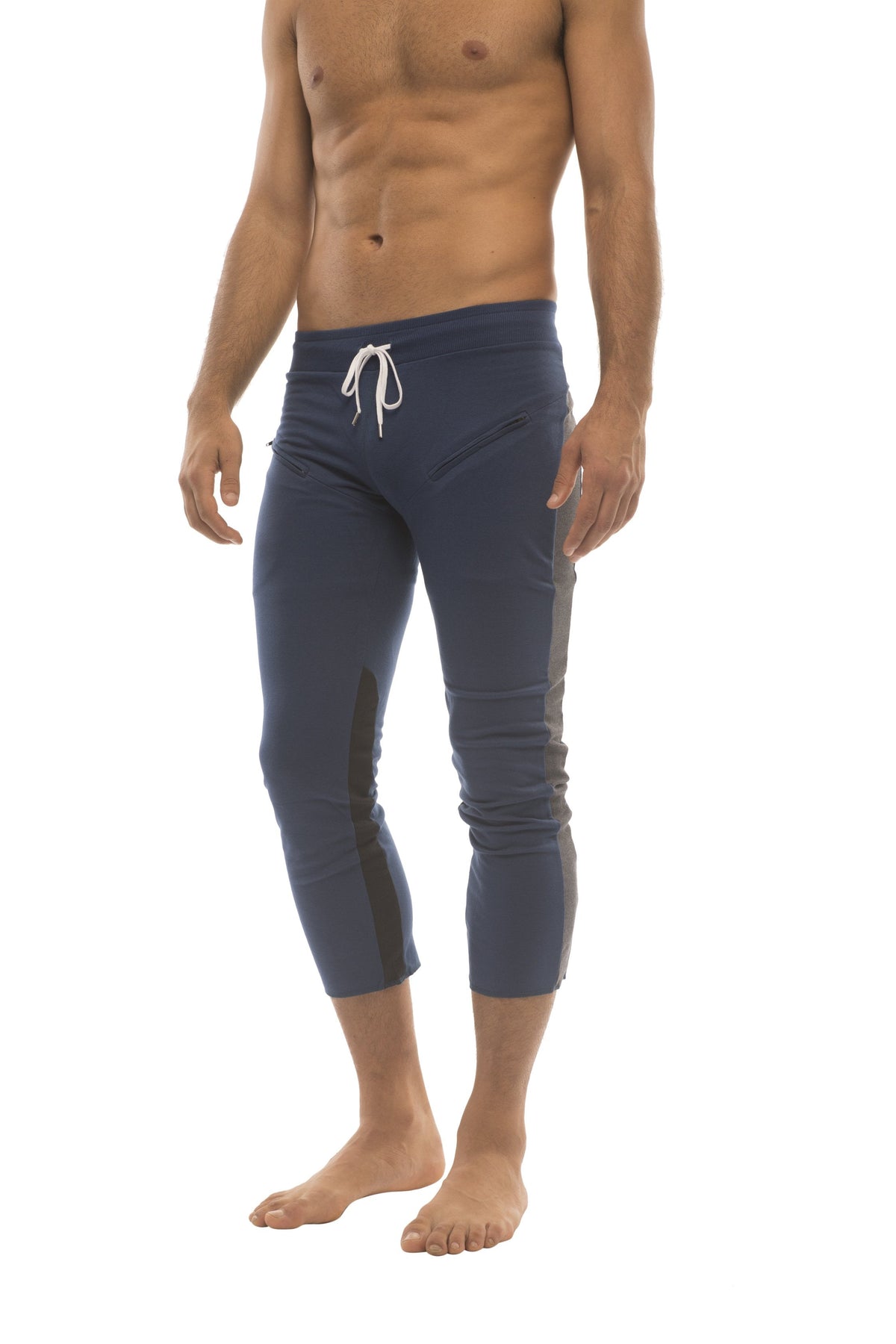 4/5 Zip-Pocket Capri Yoga Pants – Royal/Charcoal/Black