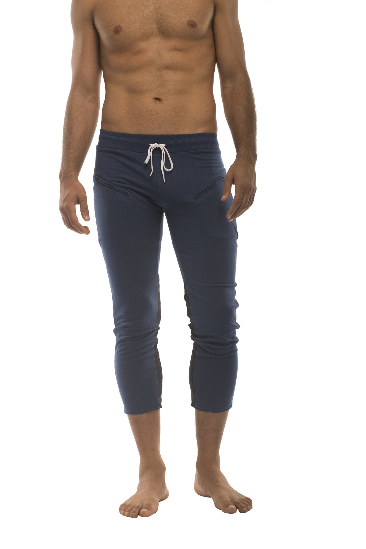 4/5 Zip-Pocket Capri Yoga Pants – Royal/Charcoal/Black