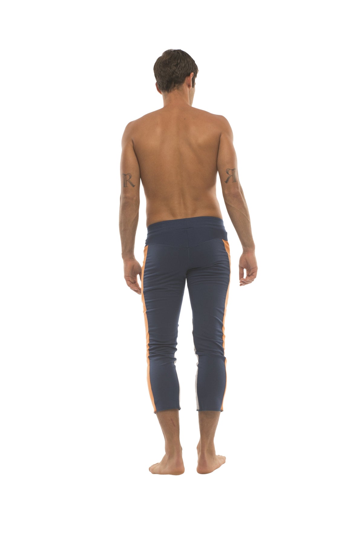 4/5 Zip-Pocket Capri Yoga Pants – Royal/Orange/Grey