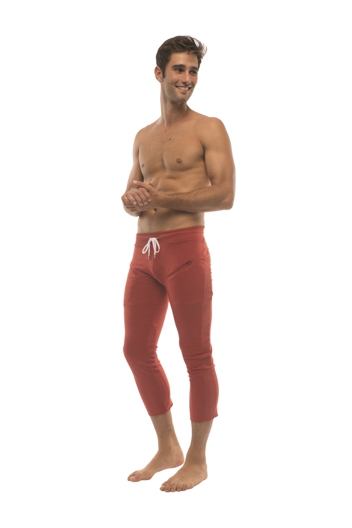 4/5 Zip-Pocket Capri Yoga Pants – Cinnabar Red