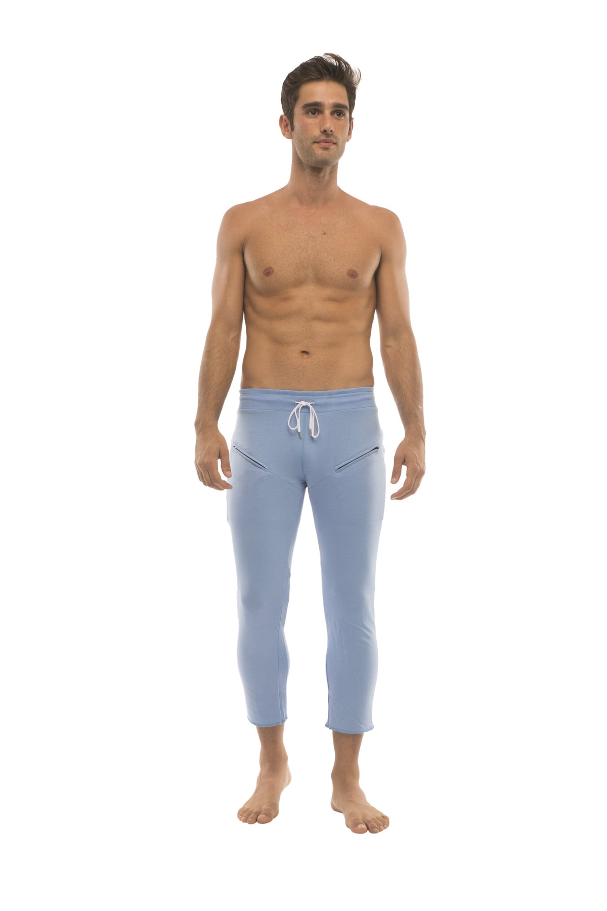 4/5 Zip-Pocket Capri Yoga Pants – Ice Blue