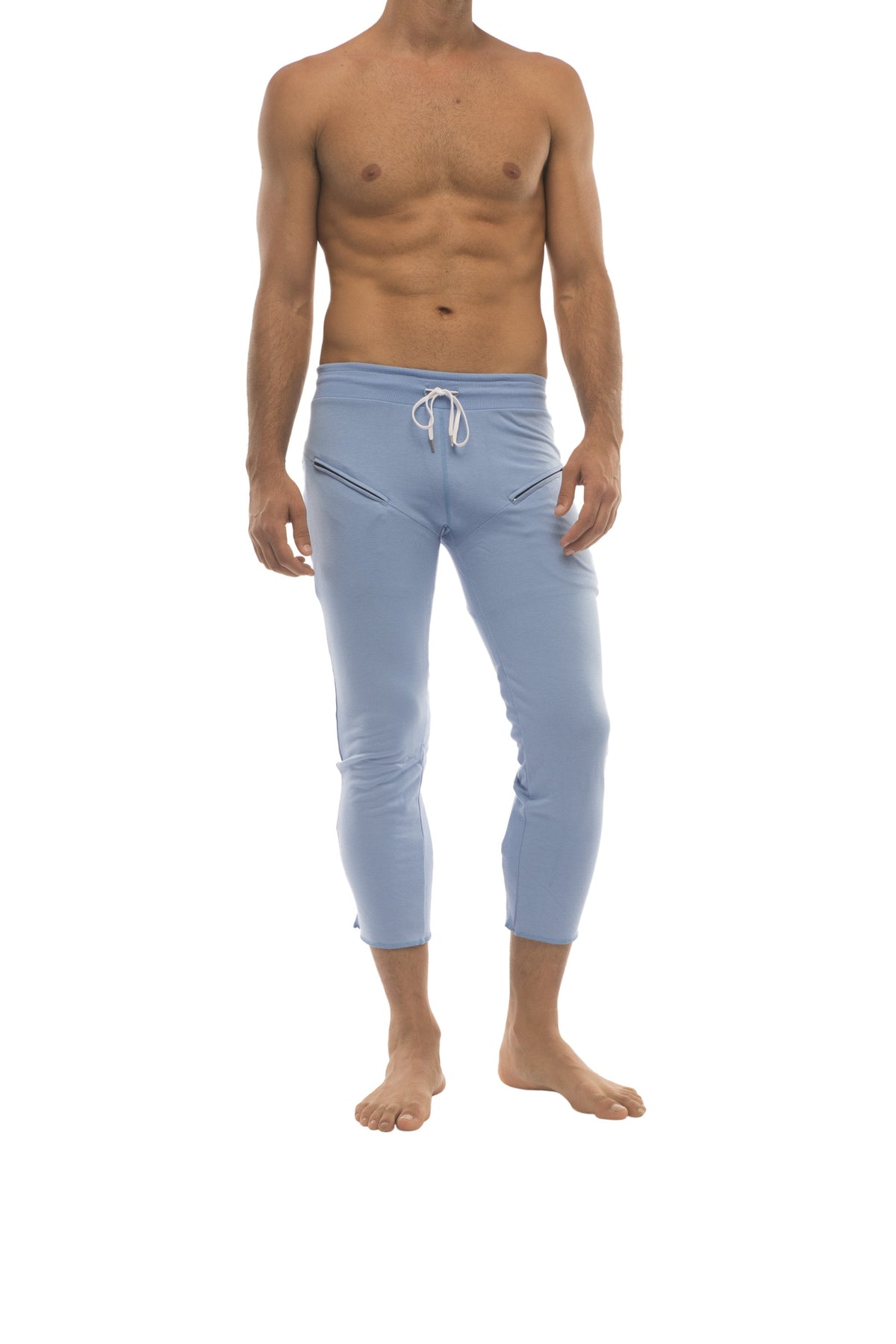 4/5 Zip-Pocket Capri Yoga Pants – Ice Blue