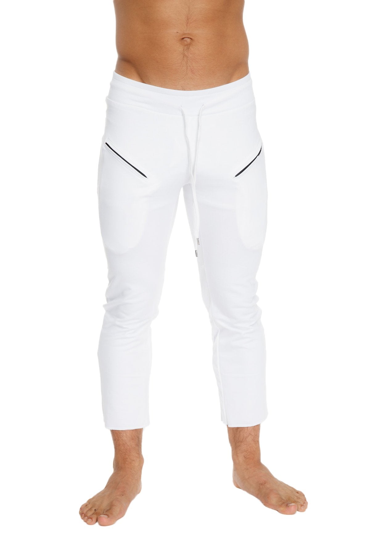 4/5 Zip-Pocket Capri Yoga Pants – White