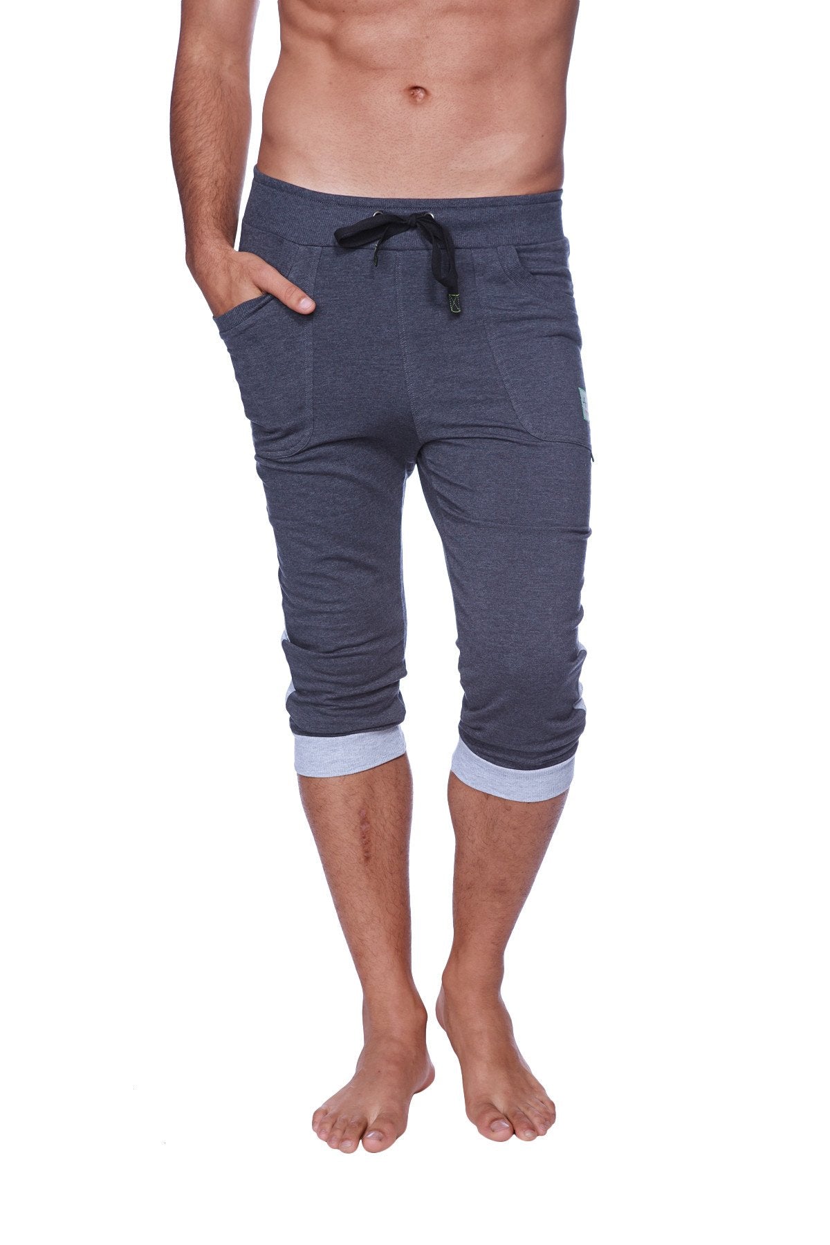 Cuffed Capri Yoga Pants – Charcoal/Heather Grey
