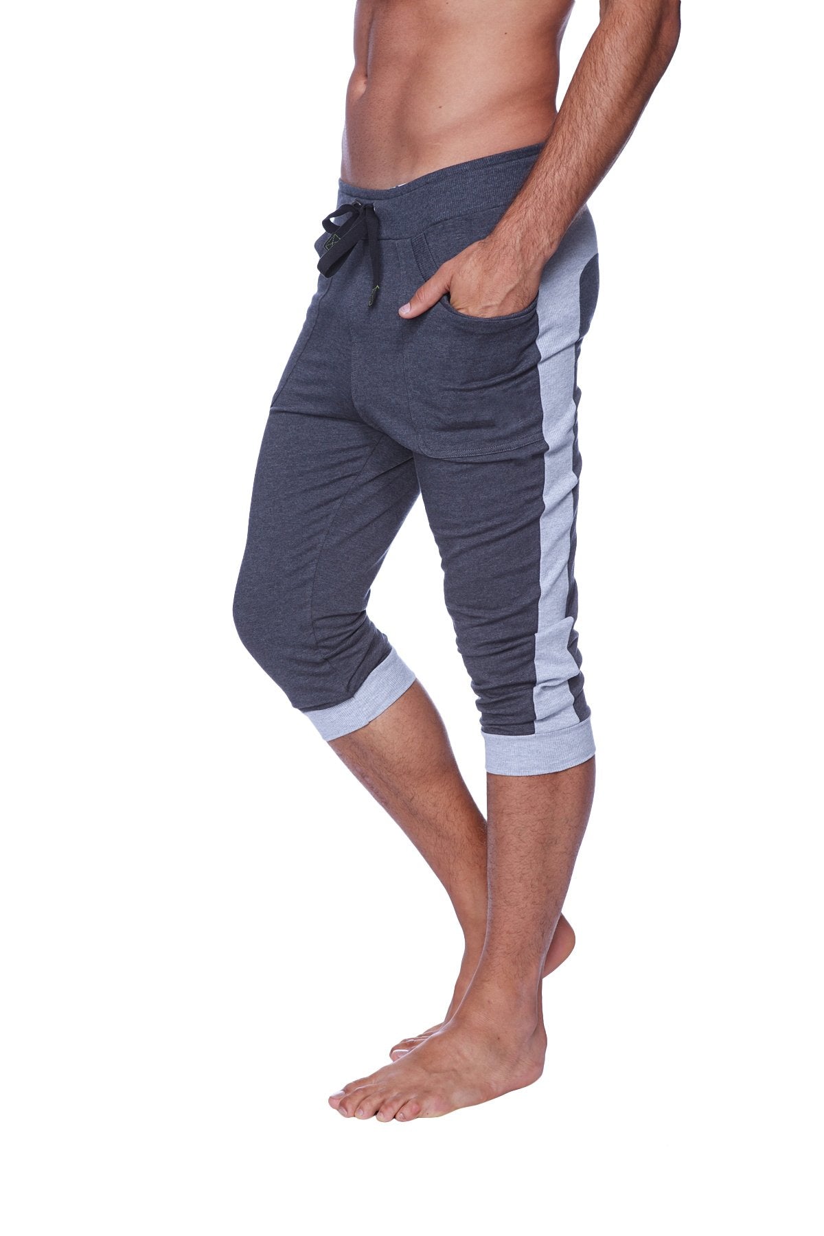 Cuffed Capri Yoga Pants – Charcoal/Heather Grey