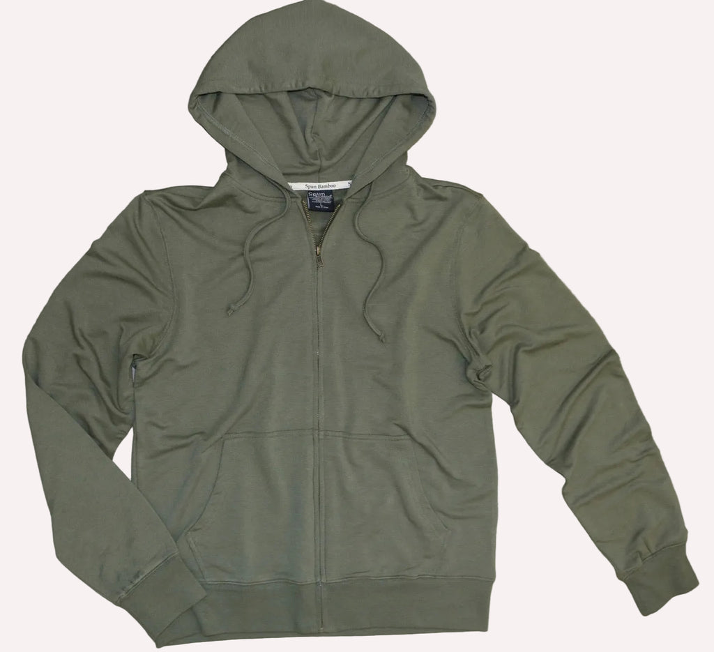 Bamboo French Terry Full-Zip Hoodie – Burnt Olive