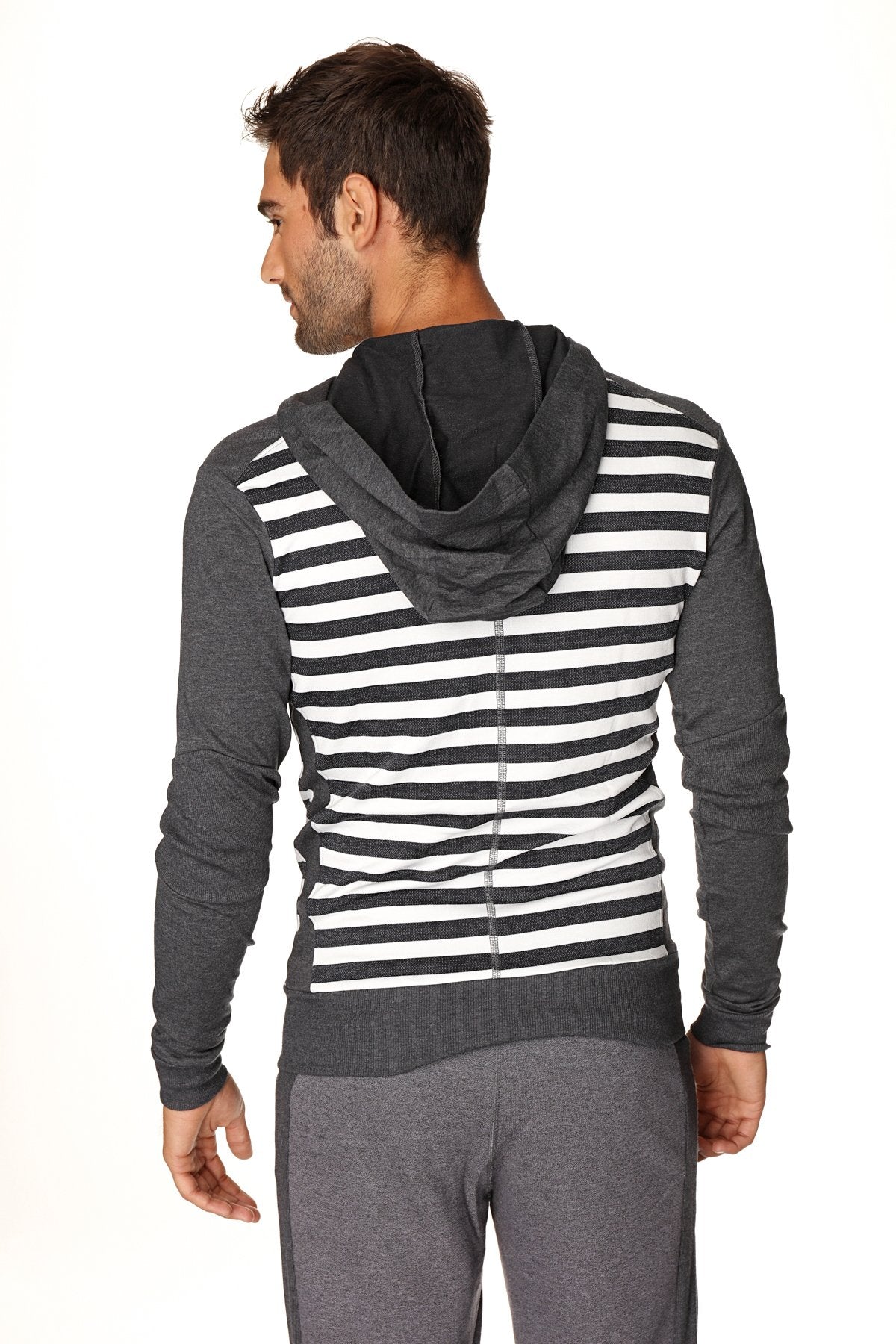 Form-Fit Crossover Fleece Hoodie – Charcoal Stripe