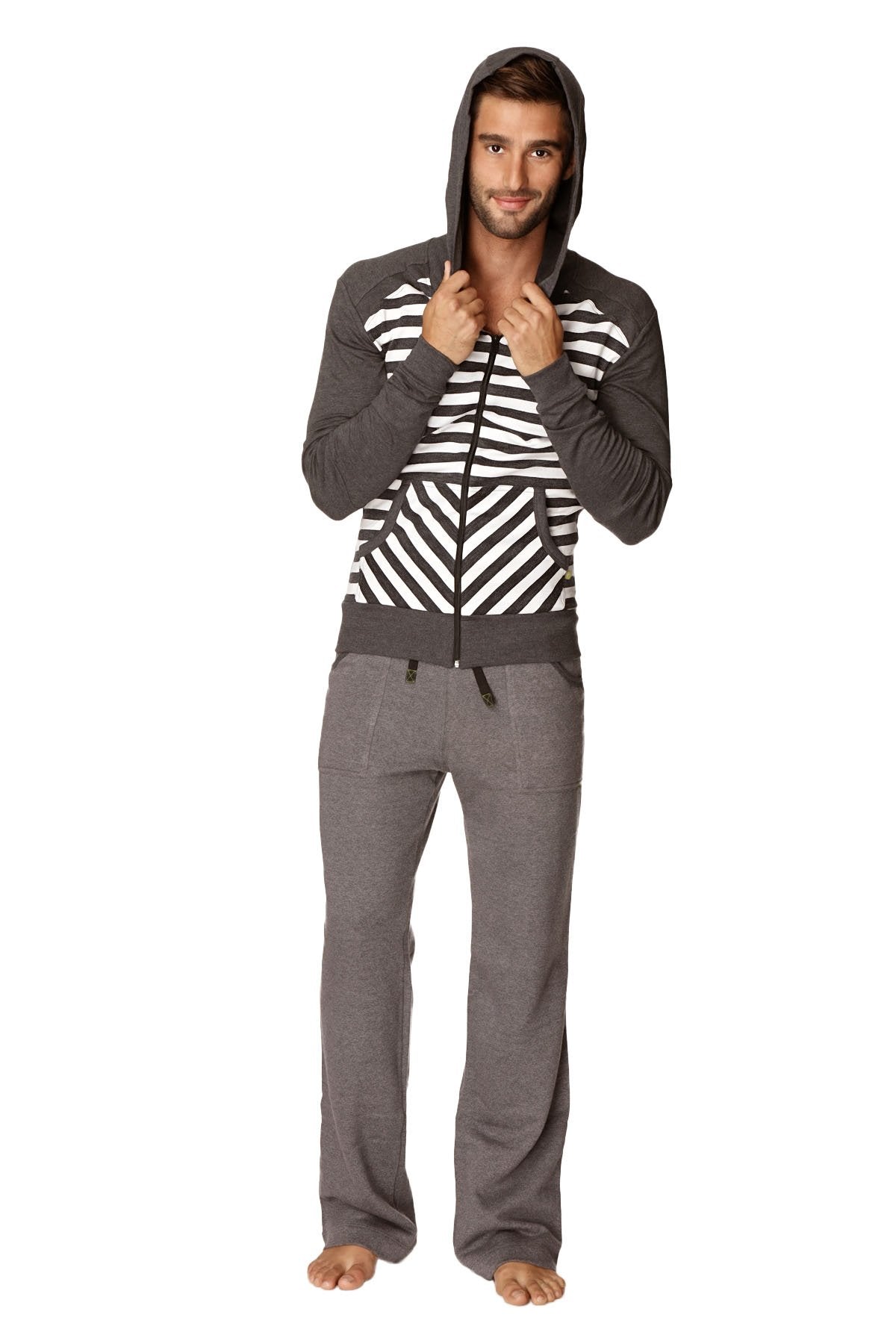 Form-Fit Crossover Fleece Hoodie – Charcoal Stripe