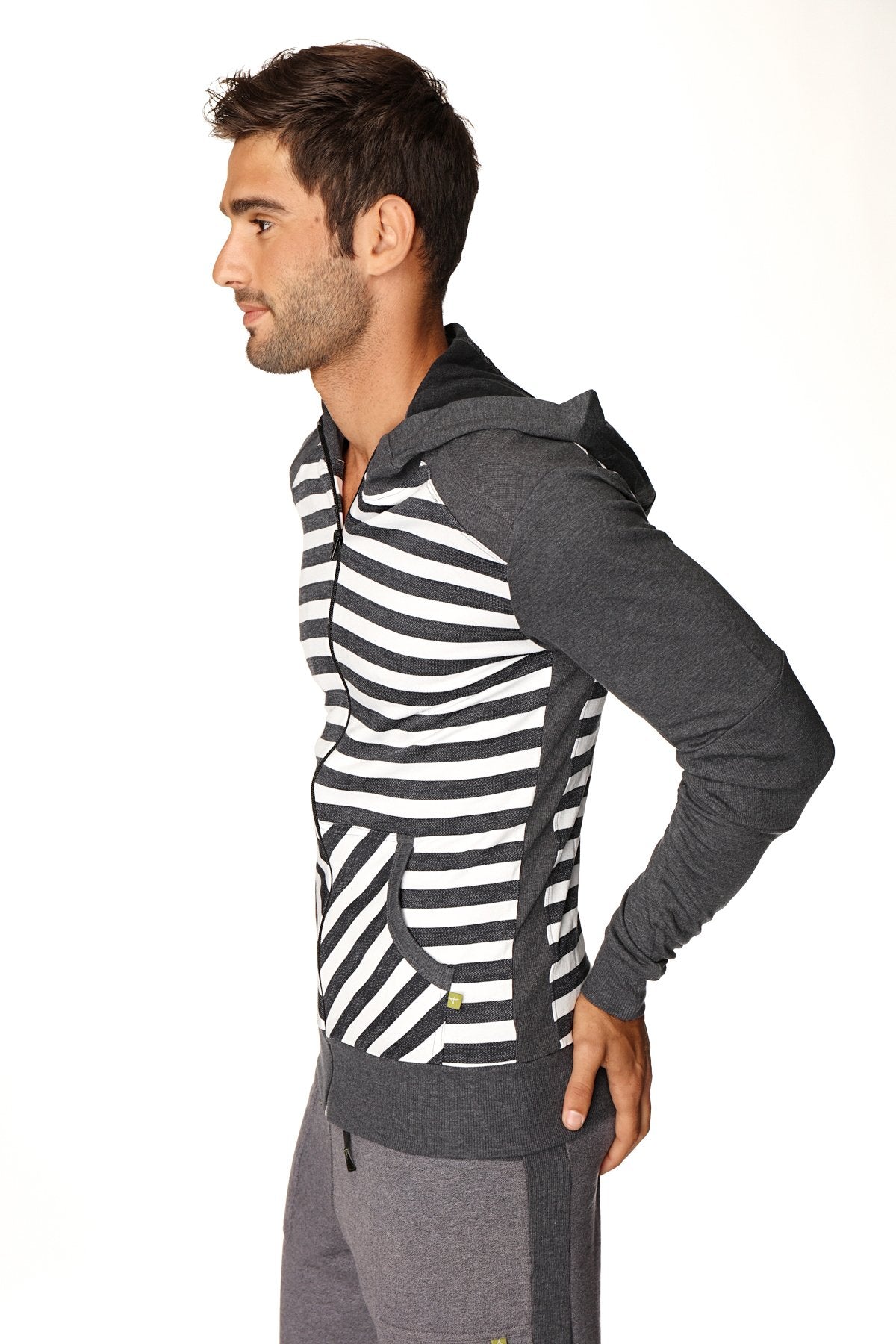 Form-Fit Crossover Fleece Hoodie – Charcoal Stripe