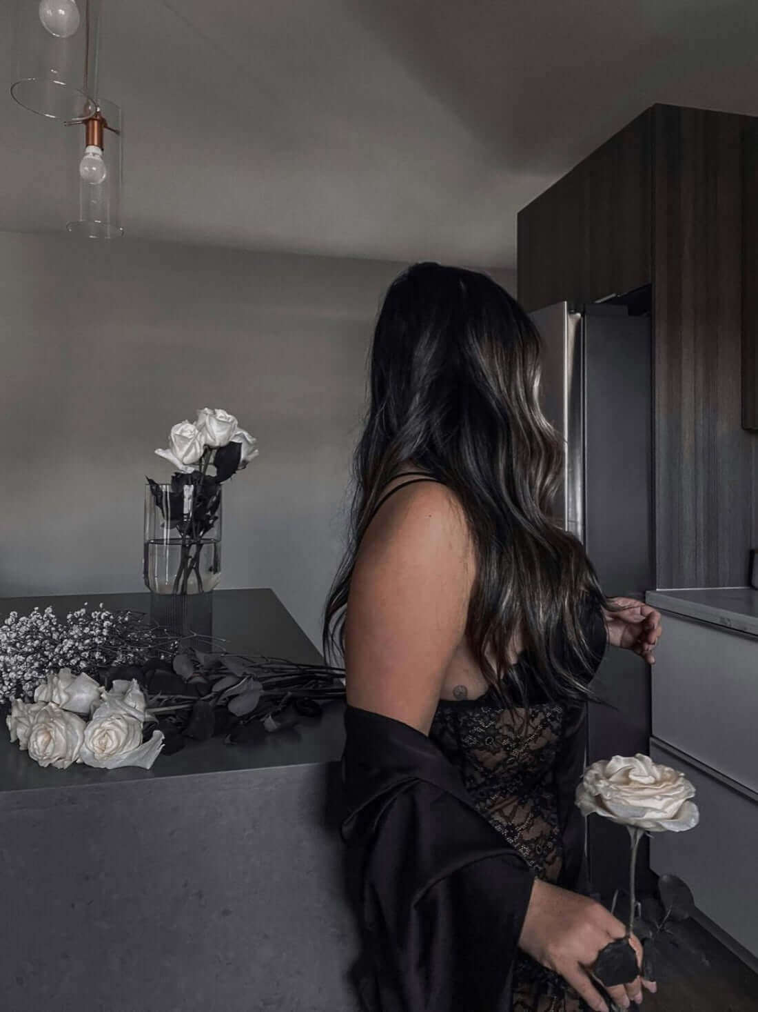 Short Robe & Lace Dress 2-Piece Pajama Set