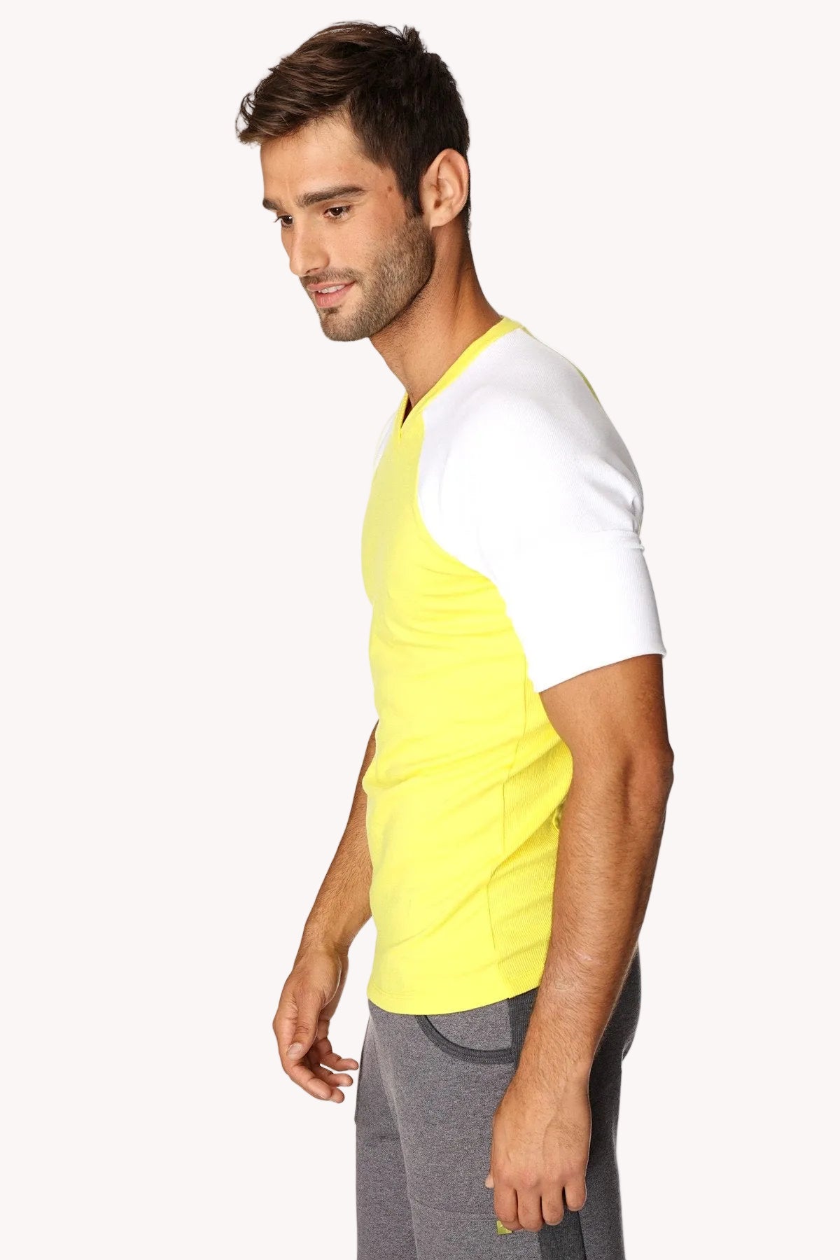 Raglan Virtual Crew-Neck Tee – Tropic Yellow with White