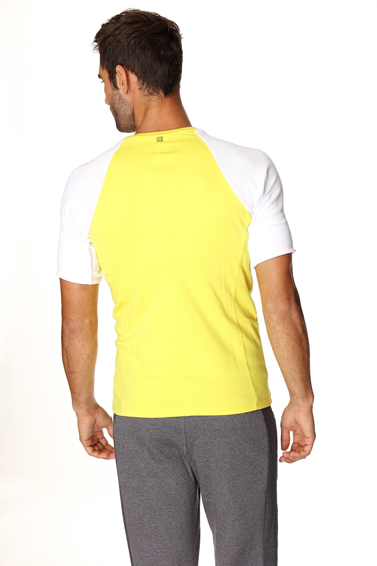 Raglan Virtual Crew-Neck Tee – Tropic Yellow with White