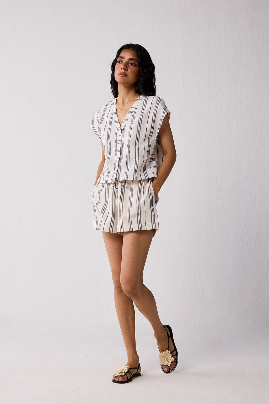 Organic Cotton Drawstring Shorts – Stripes