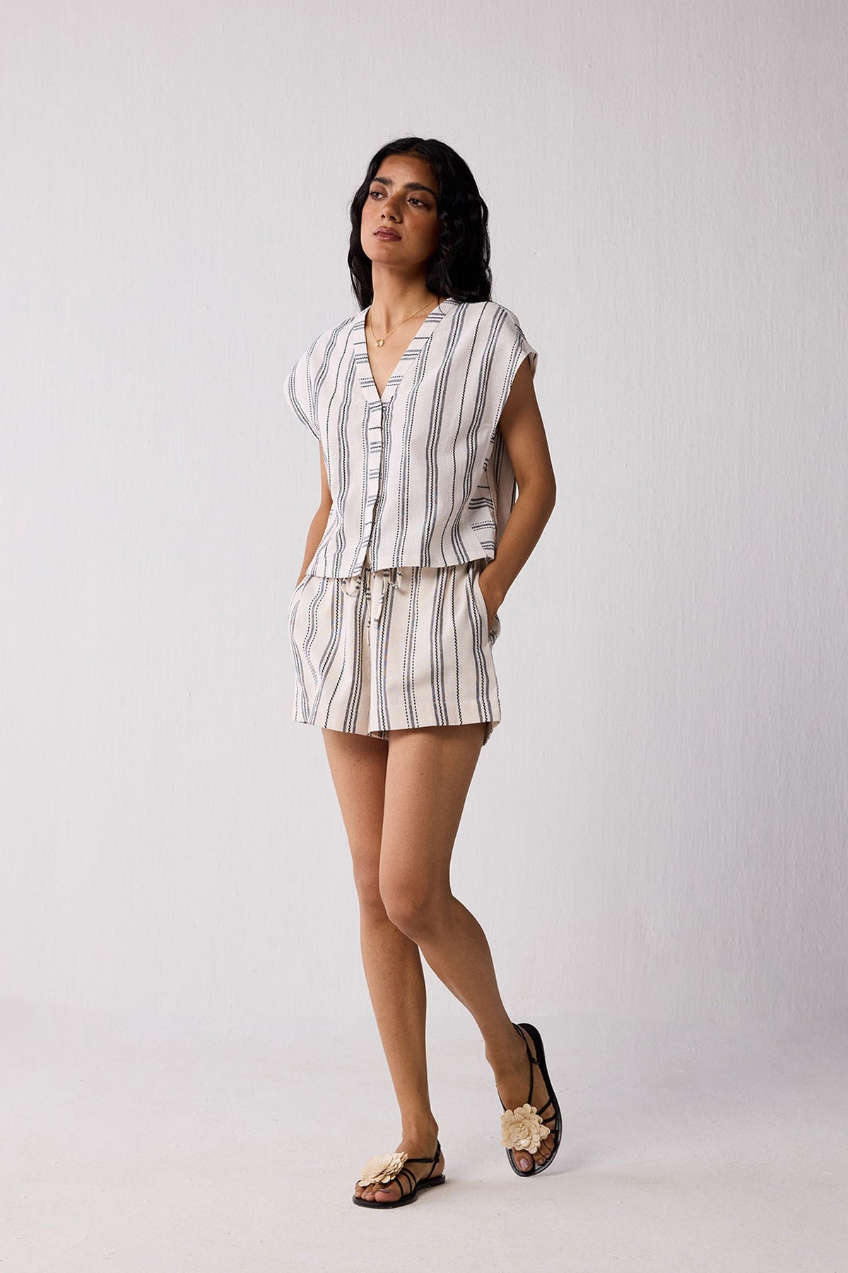 Organic Cotton Drawstring Shorts – Stripes