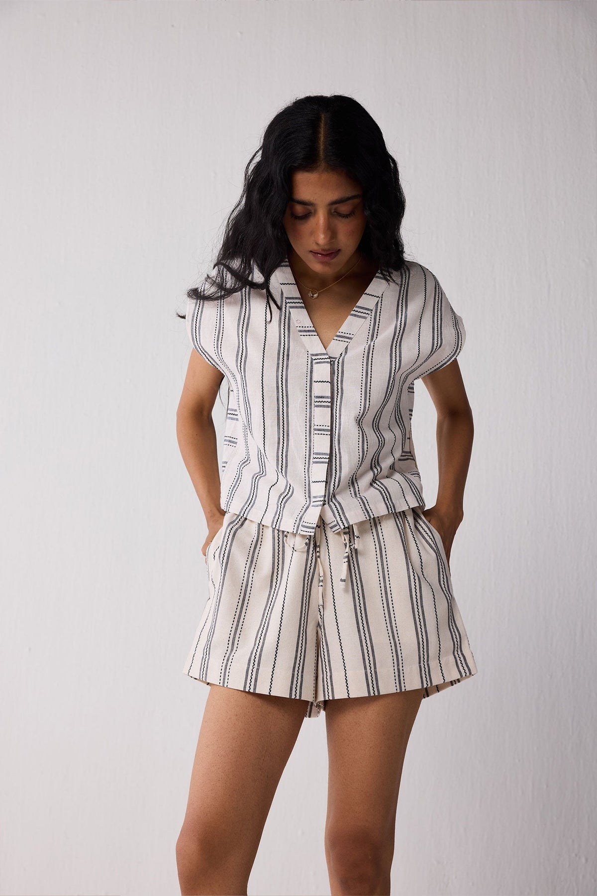 Organic Cotton Drawstring Shorts – Stripes