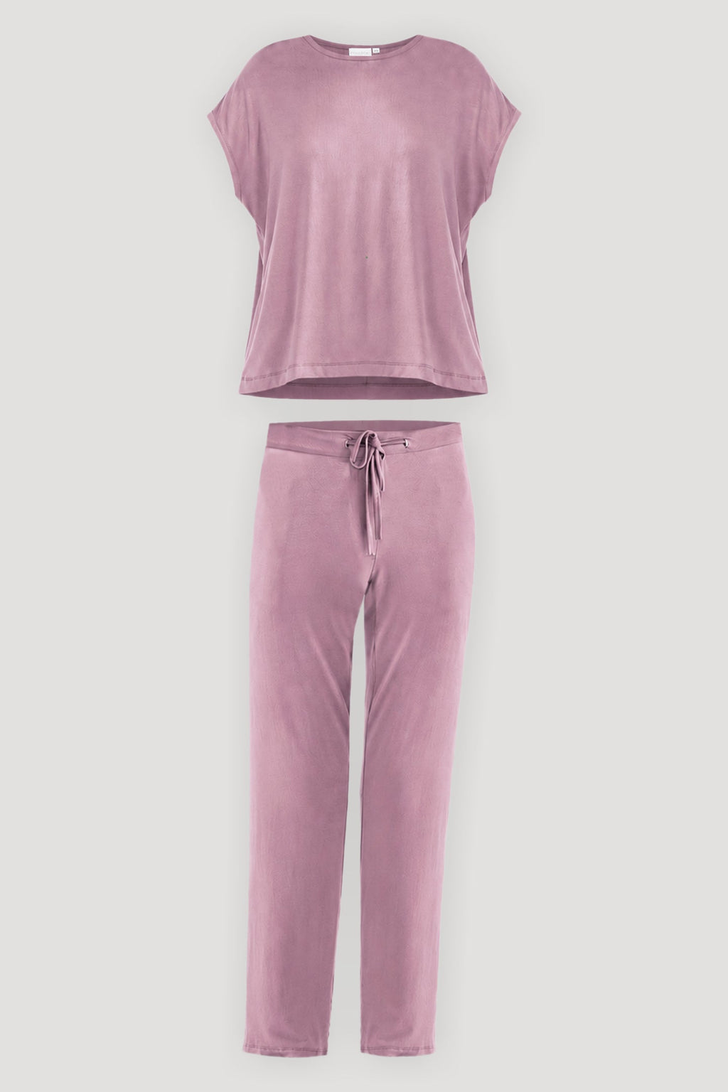 Relaxed Modal Tee & Wide-Leg Pants Set – Dusty Rose