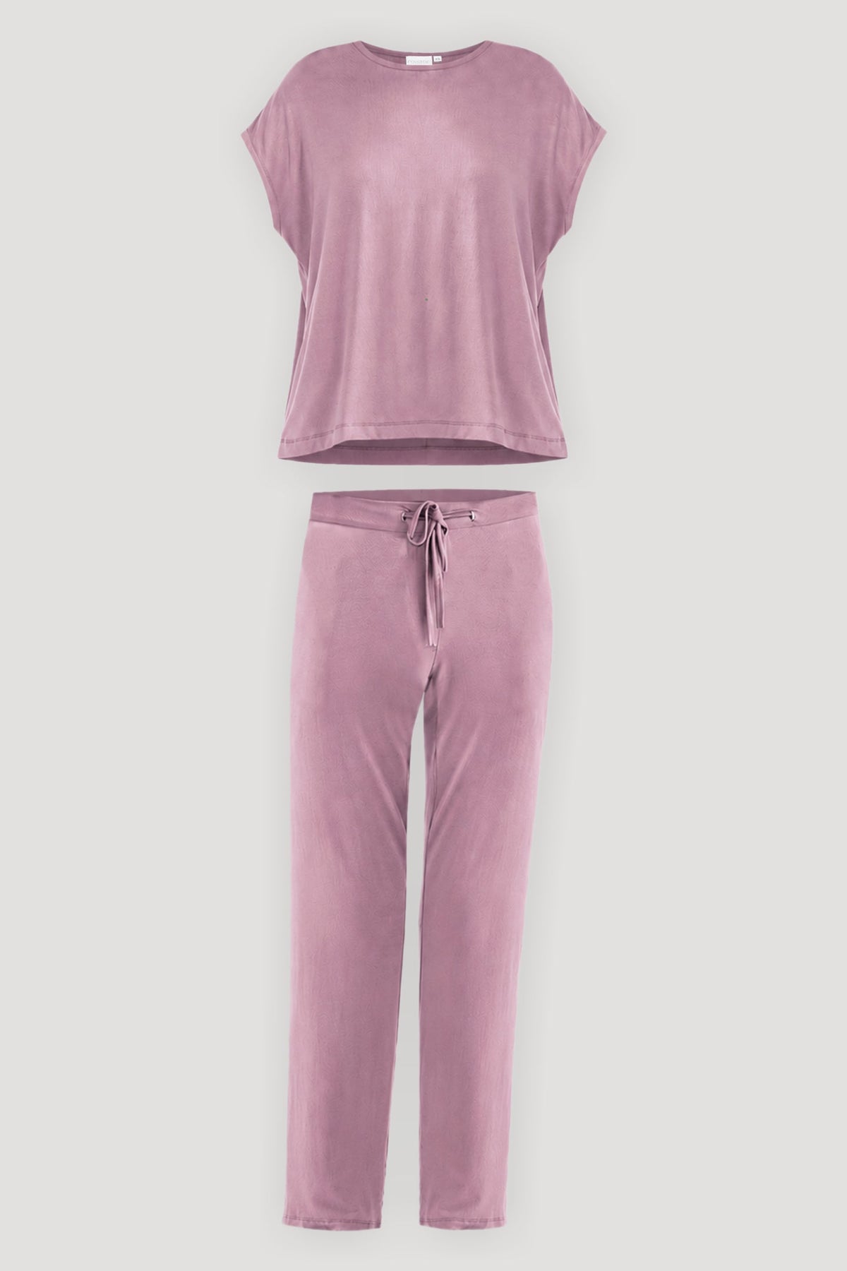Relaxed Modal Tee & Wide-Leg Pants Set – Dusty Rose
