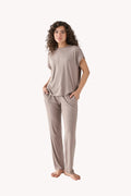 Relaxed Modal Tee & Wide-Leg Pants Set – Earth Grey