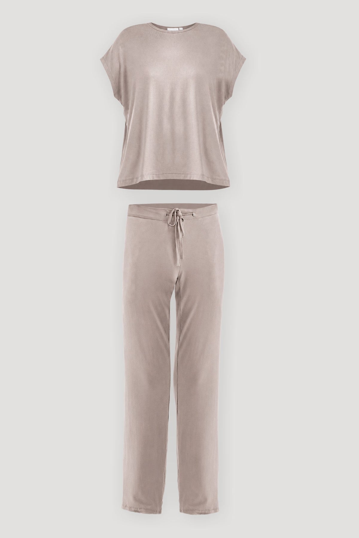 Relaxed Modal Tee & Wide-Leg Pants Set – Earth Grey