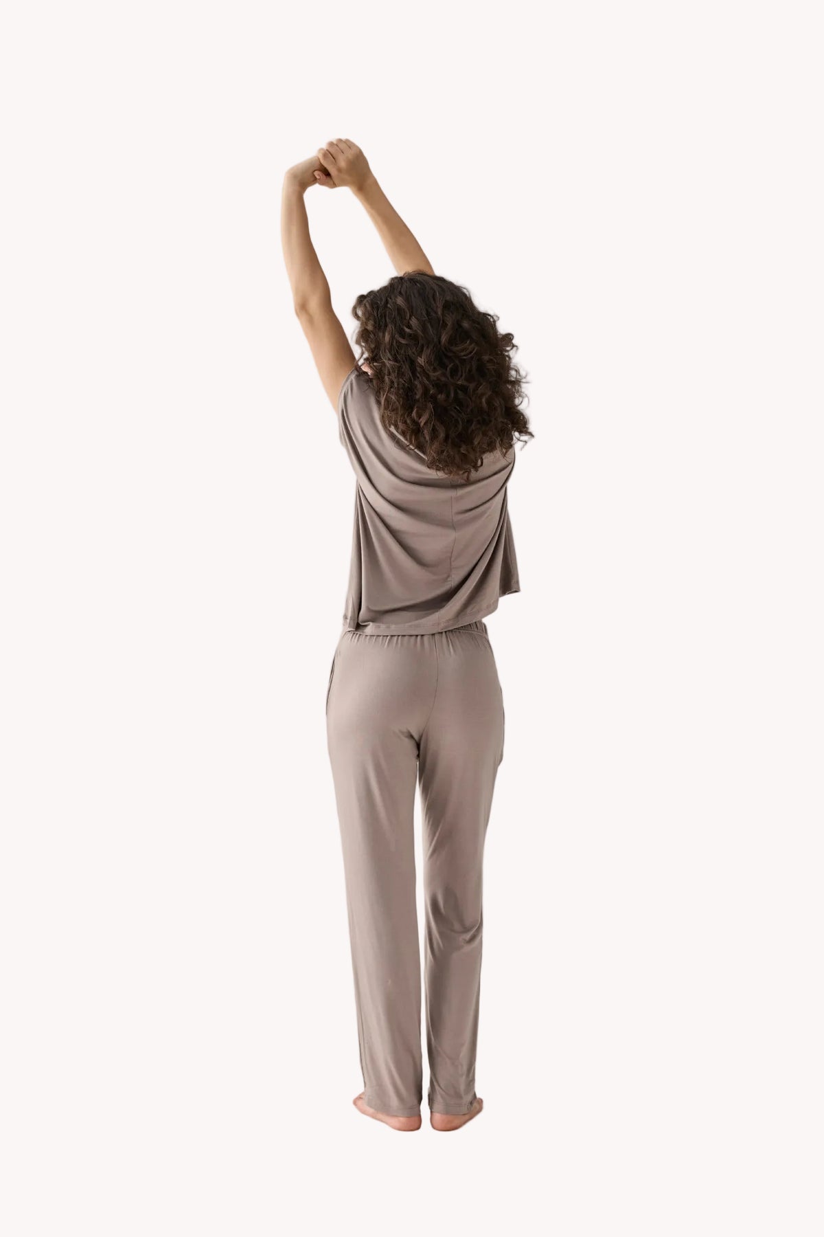 Relaxed Modal Tee & Wide-Leg Pants Set – Earth Grey