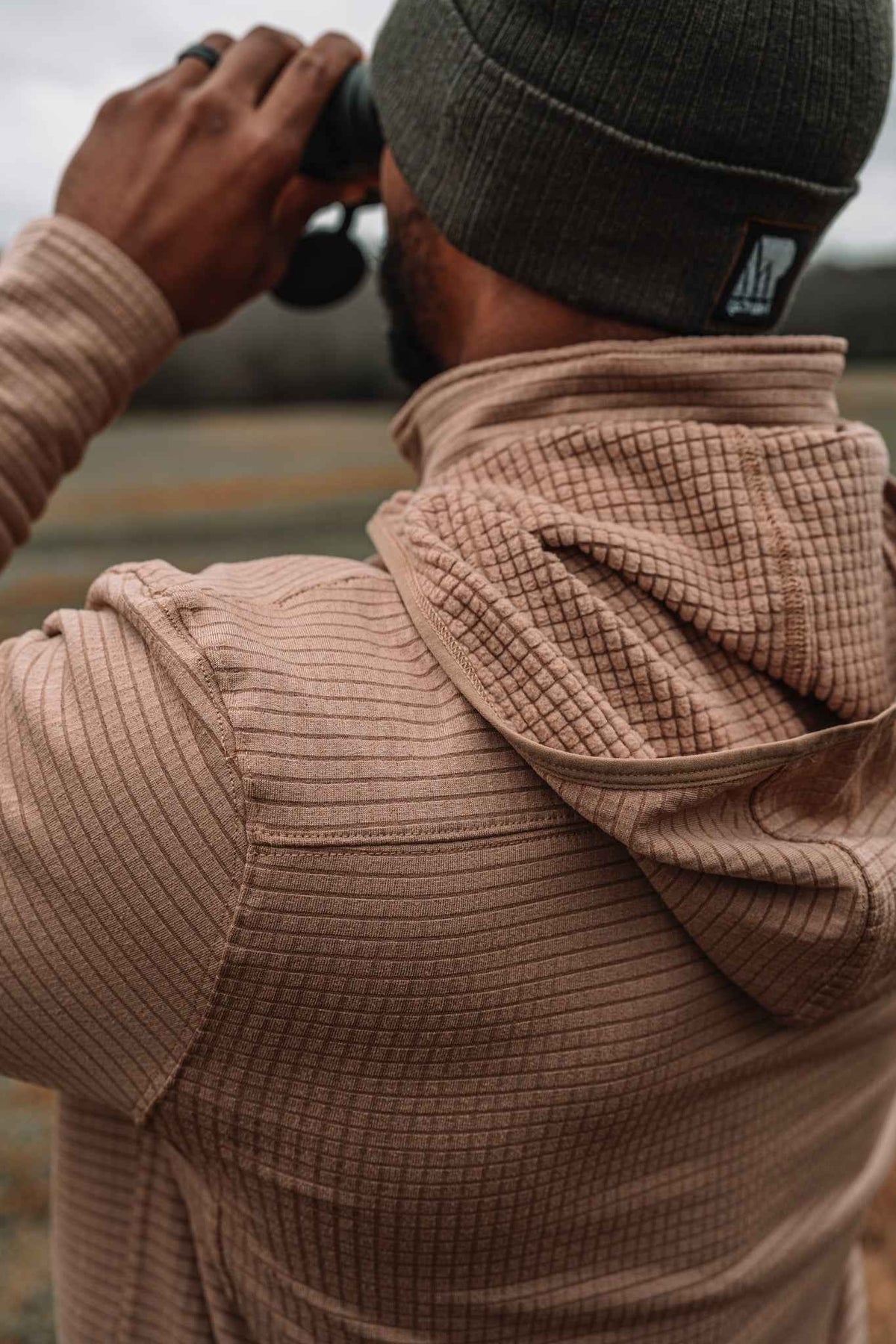 Waffle-Knit Quarter-Zip Hoodie