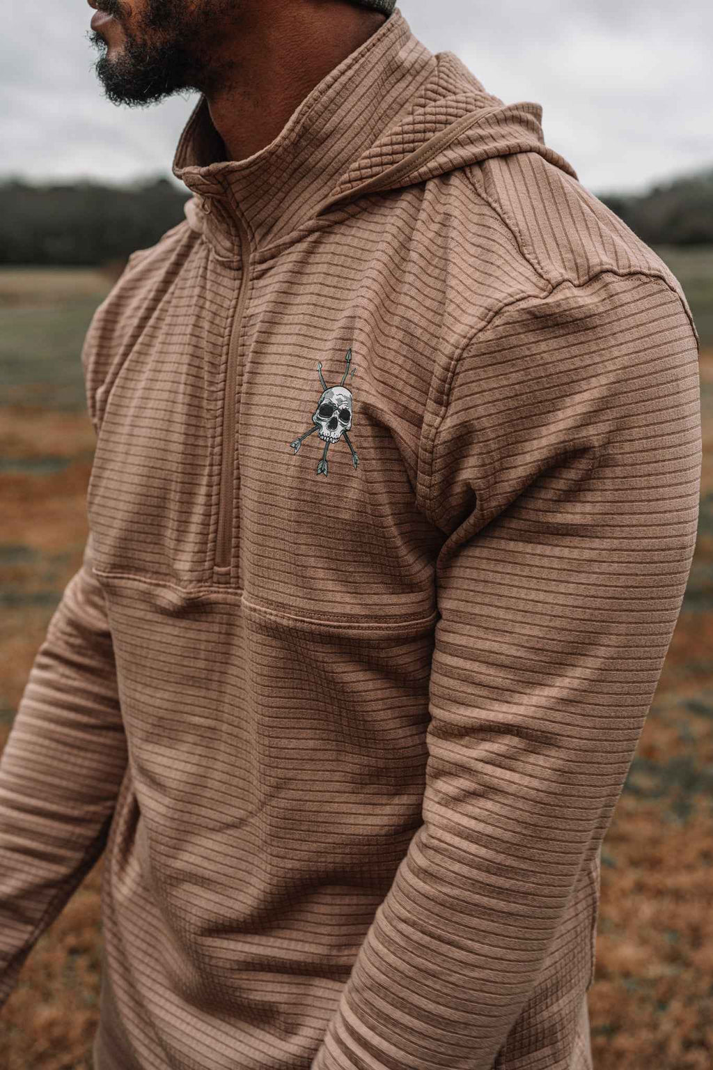 Waffle-Knit Quarter-Zip Hoodie