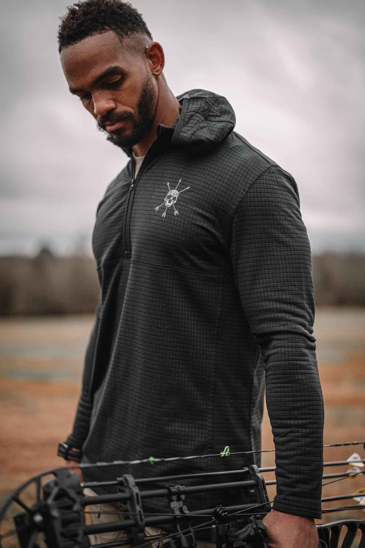 Waffle-Knit Quarter-Zip Hoodie