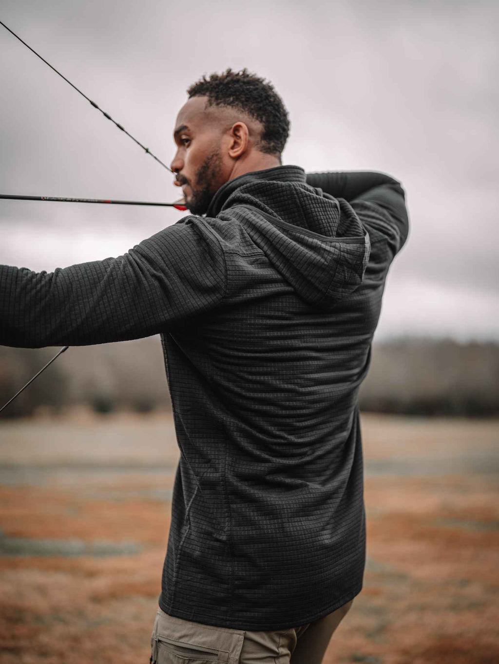 Waffle-Knit Quarter-Zip Hoodie