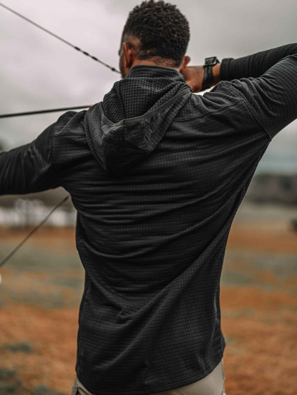 Waffle-Knit Quarter-Zip Hoodie