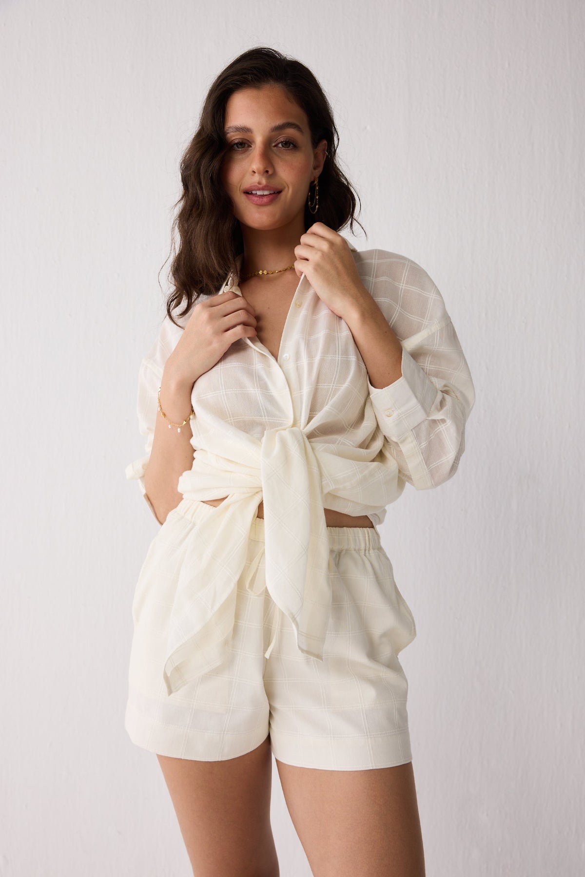 Textured Organic Cotton Drawstring Shorts