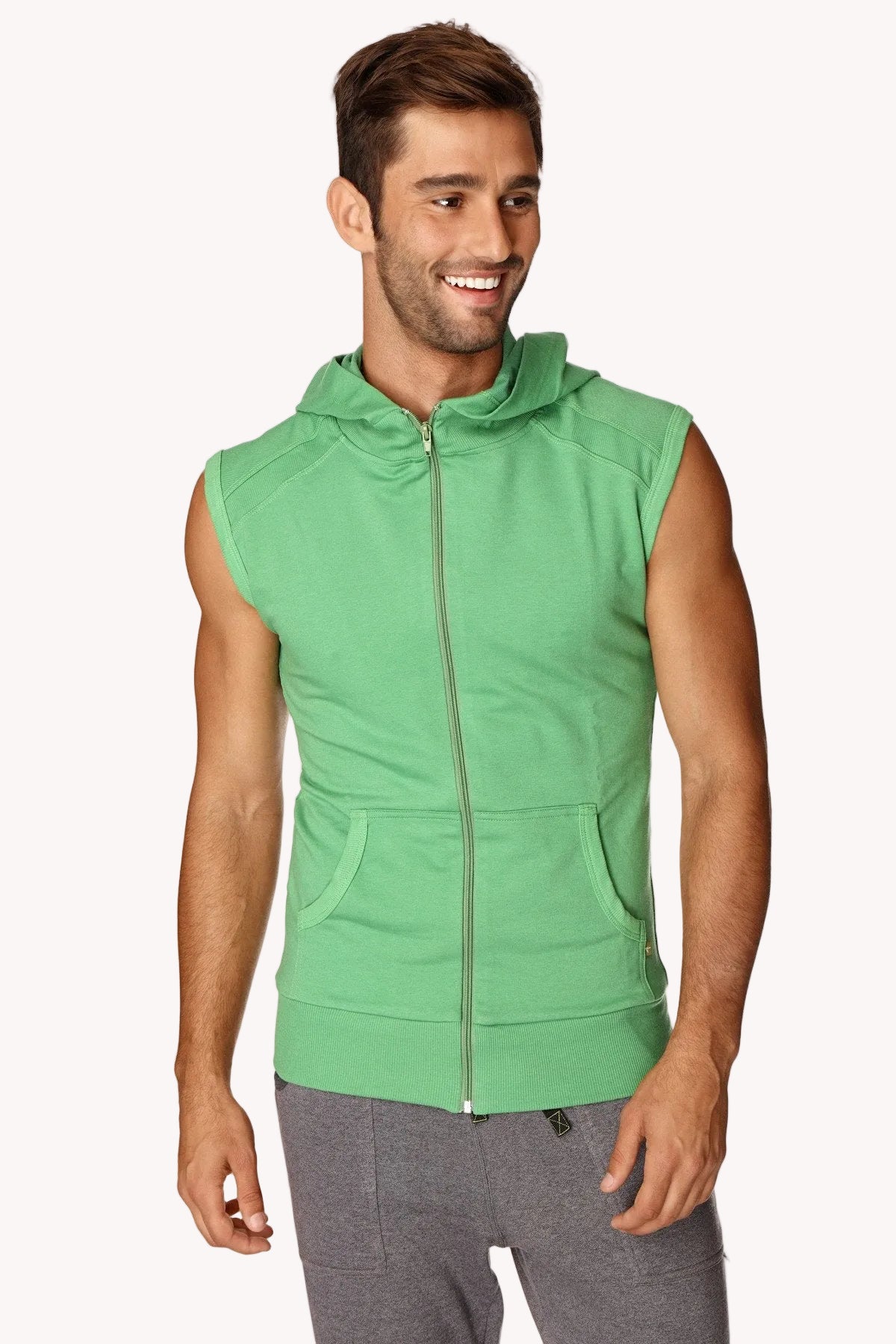 Sleeveless Yoga Hoodie – Bamboo Green